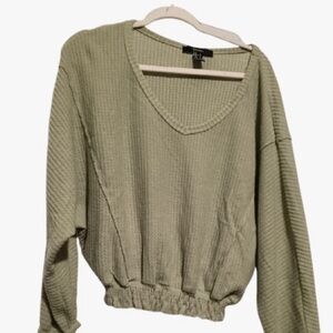 Forever 21 Olive Ribbed Hoodie